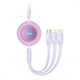   Baseus USB to Micro USB/Lightning/Type-C Bright Mirror 2 Series Retractable 66W 1.1m Purple (CAMJ010105)