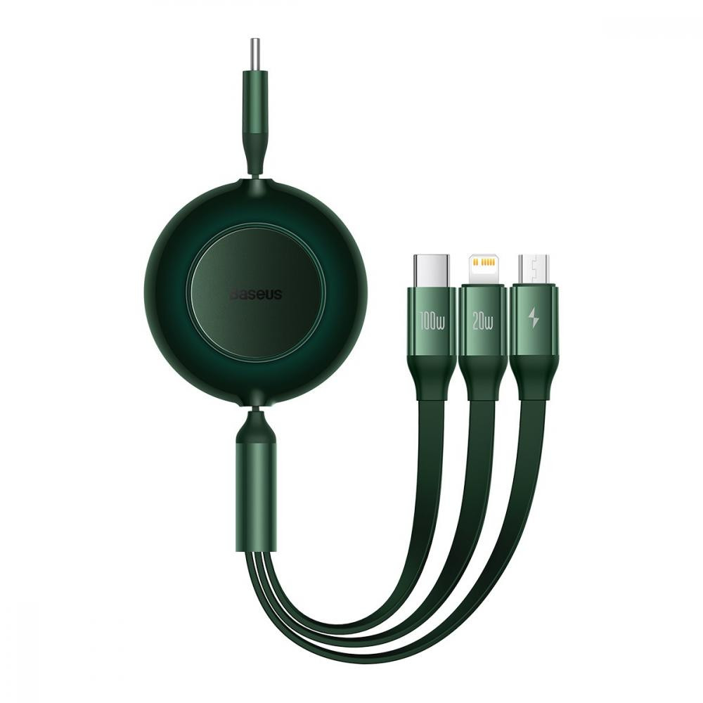 Baseus USB-C to Micro USB/Lightning/Type-C Bright Mirror 2 Series 100W 1.1m Green (CAMJ010206) - зображення 1