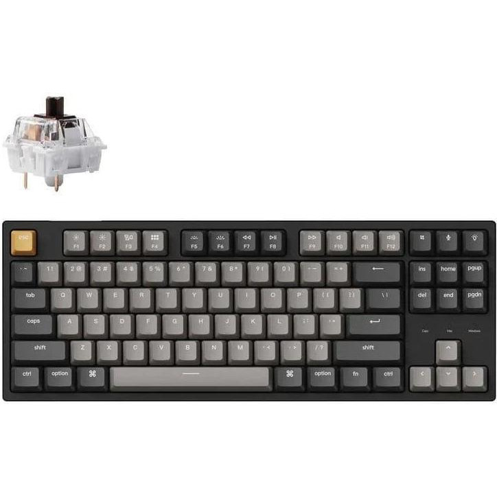 Keychron C1 Pro 87 Key QMK/VIA K pro Brown EN/UKR White Led Black (C1PK3_KEYCHRON) - зображення 1