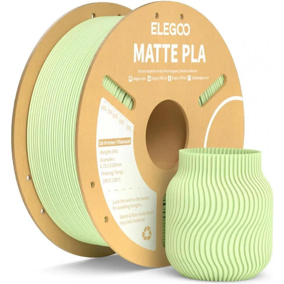 ELEGOO PLA Filament (пластик) для 3D принтера  матовий 1кг, 1.75мм, зелена м'ята (50.203.0262) - зображення 1