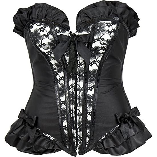 Leg Avenue Корсет  Burlesque Grace Lace Overlay Corset with Lace Up Back, чорний (714718431475) - зображення 1