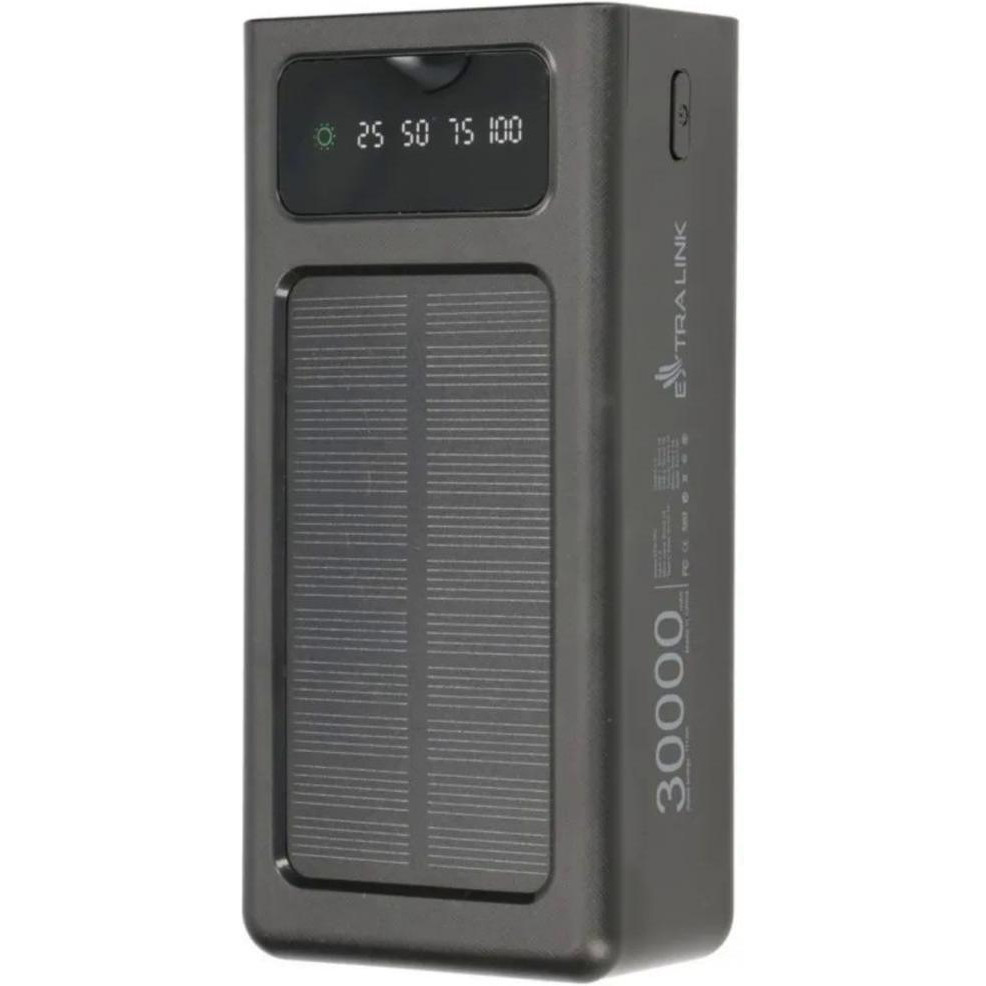 Extralink EPB-093 30000mAh Preto Solar USB-C Black - зображення 1