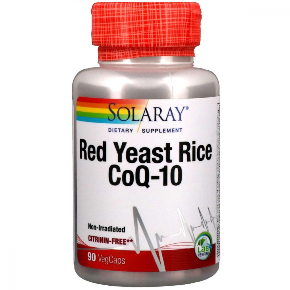 Solaray Червоний дріжджовий рис + коензим Q10 (Red Yeast Rice Co-enzyme Q10) 90 капсул - зображення 1