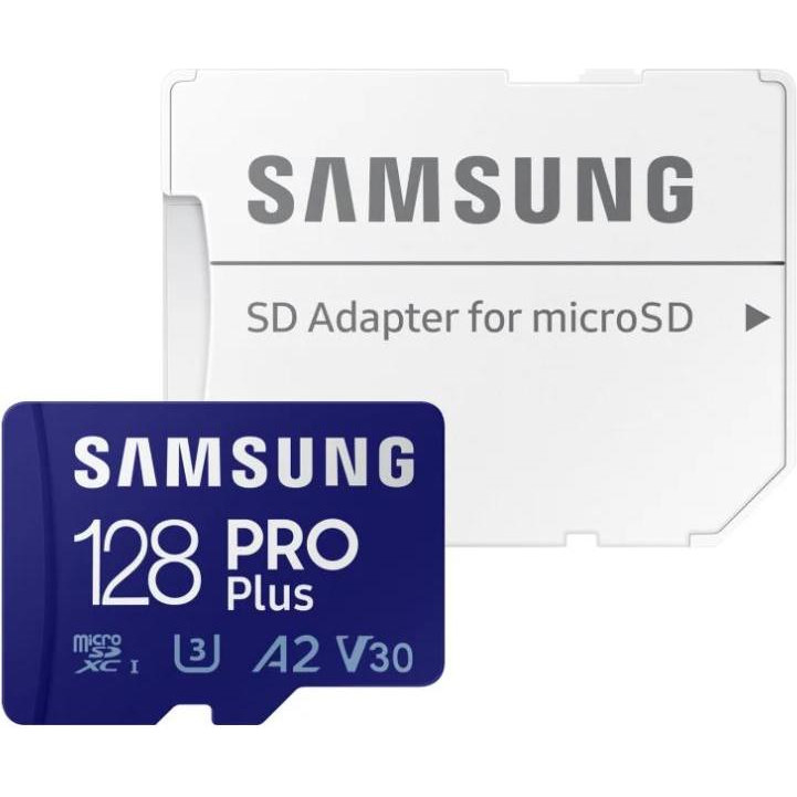 Samsung 128 GB microSDXC Pro Plus UHS-I U3 V30 A2 Class 10 + SD-adapter (MB-MD128SA) - зображення 1