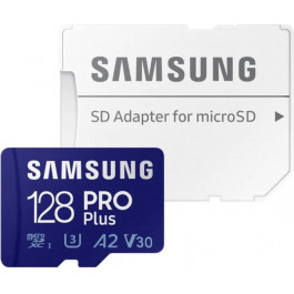   Samsung 128 GB microSDXC Pro Plus UHS-I U3 V30 A2 Class 10 + SD-adapter (MB-MD128SA)