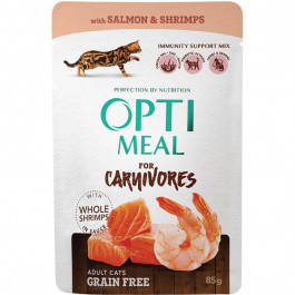   Optimeal Grain Free Carnivores с лососем и креветками в соусе 85 г (4820083906008)