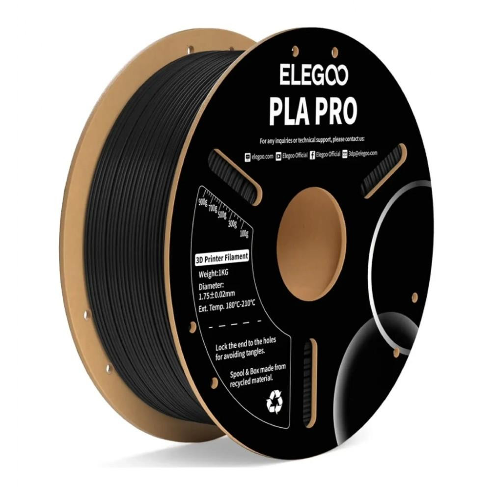 ELEGOO PLA PRO Filament (пластик) для 3D принтера  1кг, 1.75мм, чорний (50.203.0188) - зображення 1