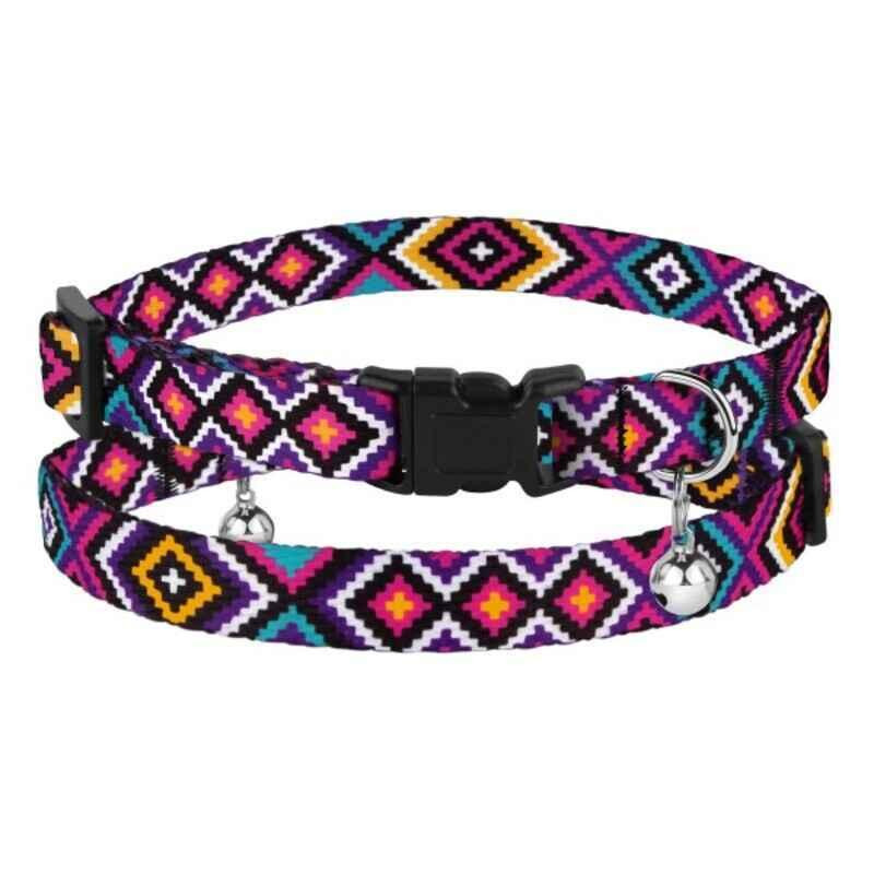 BronzeDog (Бронздог) Cat Urban Ethnic Hutsul Purple - Нашийник Гуцульський з пластиковою пряжкою і дзвіночком  - зображення 1