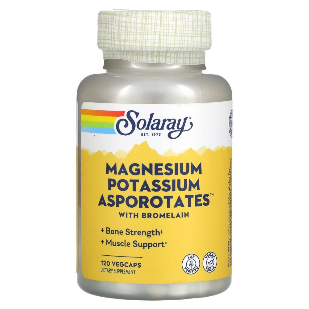 Solaray БАД Магній і калій аспартат, Magnesium and Potassium, , 120 капсул - зображення 1