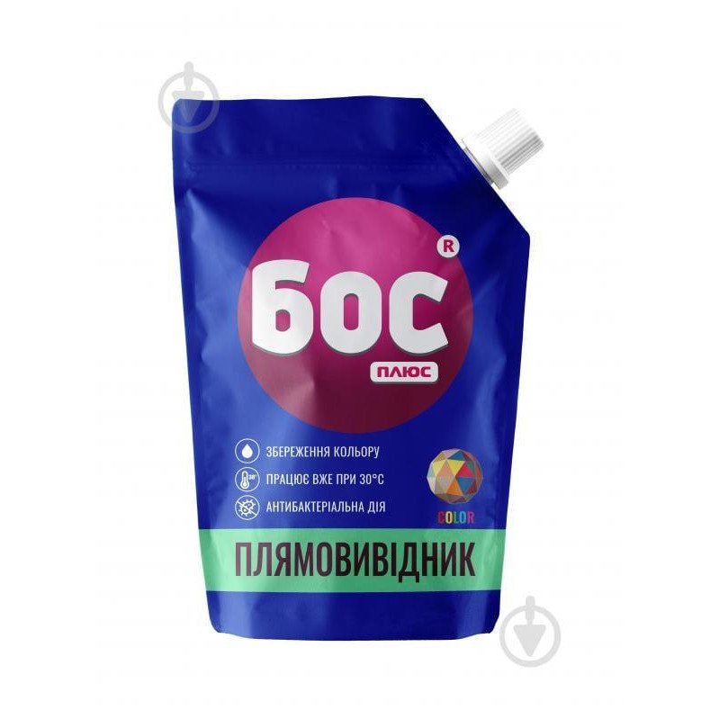 БОС плюс Пятновыводитель гель кислородный для цветных тканей Color 500 мл (4823015909238) - зображення 1