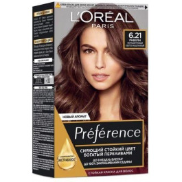 L'Oreal Paris Краска для волос L’ Recital Preference 6.21 Риволи перламутровый светло-каштановый (3600523018284)