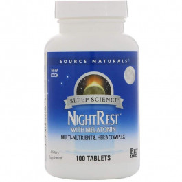   Source Naturals БАД Мелатонін з травами, NightRest With Melatonin, , 100 таб.