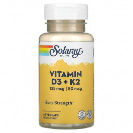   Solaray БАД Вітамін Д3 і К2, Vitamin D-3 & K-2, , без сої, 60 капсул