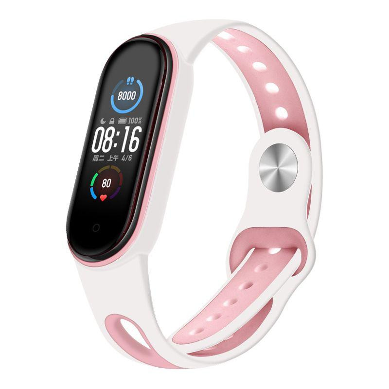 BeCover Ремінець Sport Style для Xiaomi Mi Smart Band 5/6/7 White-Pink (705174) - зображення 1