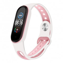   BeCover Ремінець Sport Style для Xiaomi Mi Smart Band 5/6/7 White-Pink (705174)