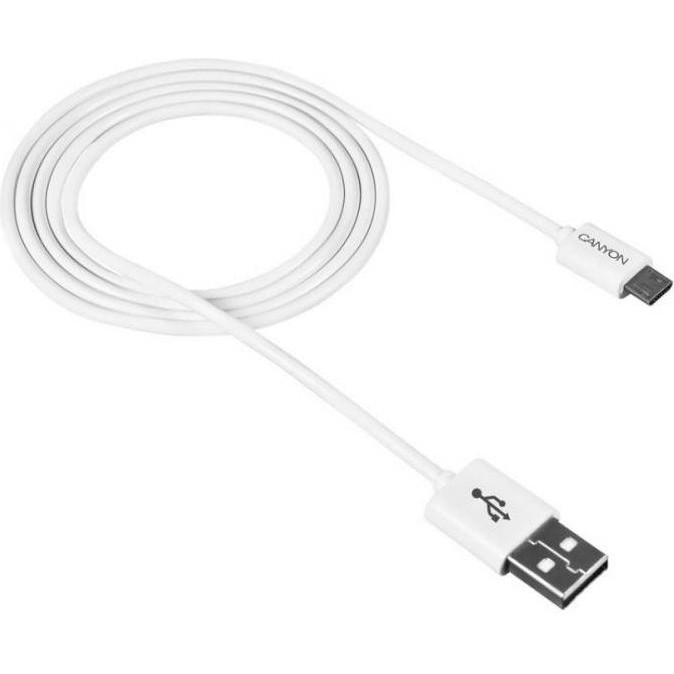 Canyon USB 2.0 AM to Micro USB 1.0m White (CNE-USBM1W) - зображення 1