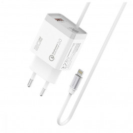   Promate iCharge-PDQC3 20Вт PD Lightning + USB QC3.0 White (icharge-pdqc3.white)