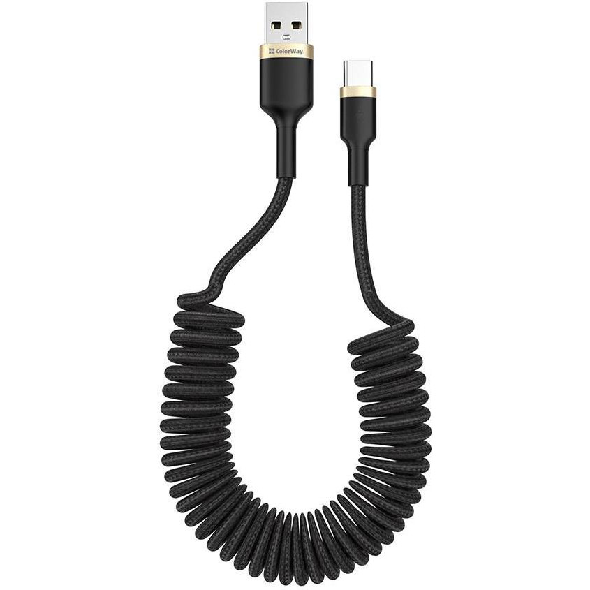 ColorWay USB Type-C Spiral 2.4А 1m Black (CW-CBUC051-BK) - зображення 1