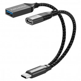   Promate OTG Link-C USB Type-C to USB Type-A / USB Type-C 0.16m Black (otglink-c.black)