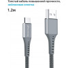 Grand-X USB-type C 3A 1.2m Fast Сharge Grey толст.нейлон оплетка премиум (FC-12G) - зображення 3