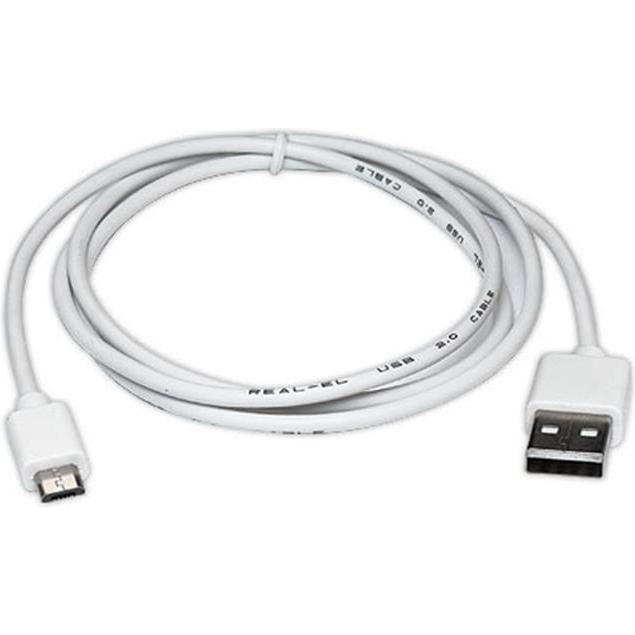 REAL-EL USB 2.0 AM to Micro 5P 0.6m Pro white (EL123500022) - зображення 1