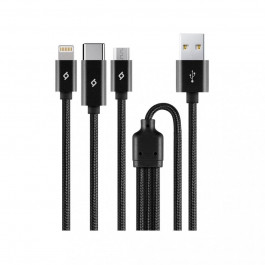   TTEC AlumiCable Trio USB Type-C to USB Type-A to Lightning to Micro USB 1m Black (2DK39S)