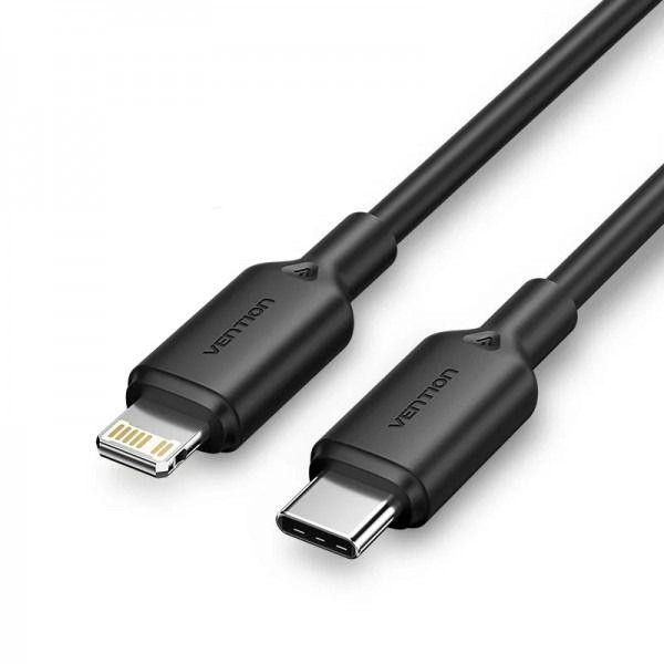 Vention USB2.0 Type-C Male to Lightning Male 3A 1м Black (LAKBF) - зображення 1