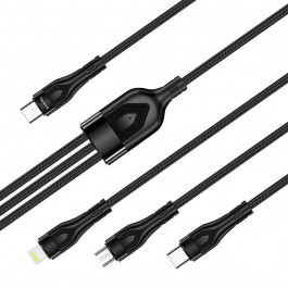   ColorWay USB Type-C to 3 in 1 Lightning/MicroUSB/USB Type-C 60W 1.2m Black (CW-CBPDU3060-BK)