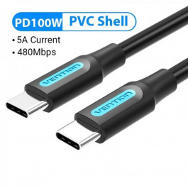   Vention USB Type-C to USB Type-C TPE Round PD 100W 1m Black (COTBF)