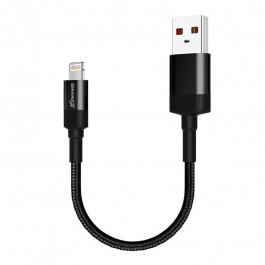   Grand-X USB-Lightning 20cm CU Black защита ткан.оплетка (FM-20L)