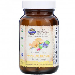   Garden of Life Вітамін D3, 2000 МЕ, малиново-лимонный вкус, MyKind Organics, , 30 жувальних веганских таблеток