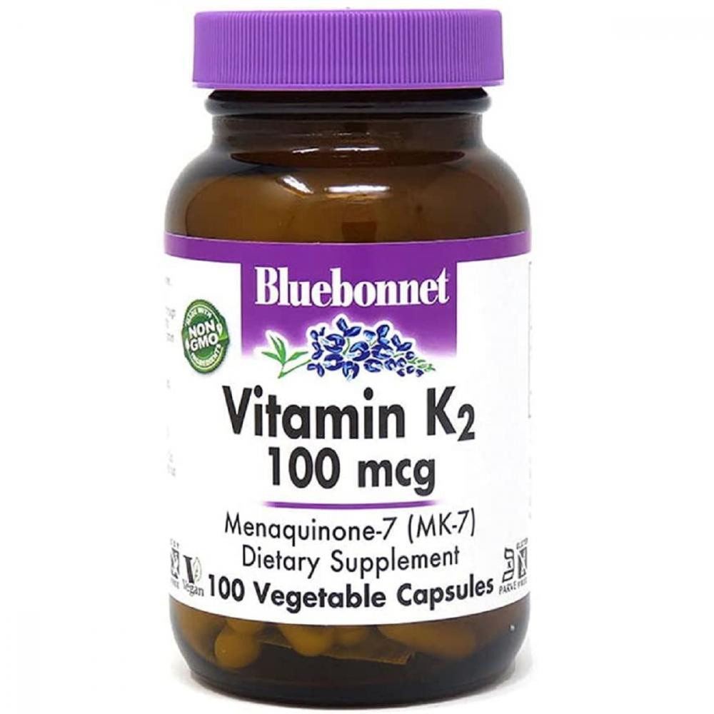 Bluebonnet Nutrition Вітамін K2 100 мкг, Vitamin K2, , 100 вегетаріанських капсул - зображення 1