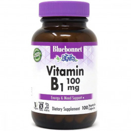   Bluebonnet Nutrition Вітамін B1 100 мг, Vitamin B1, , 100 вегетаріанських капсул