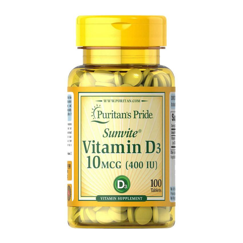 Puritan's Pride Витамин д3  Vitamin D3 400 IU 100 таблеток - зображення 1