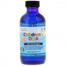   Nordic Naturals Рыбий жир (ДГК) для Детей, со Вкусом Клубники, Children's DHA, Strawberry, , 119 мл (NOR1121)