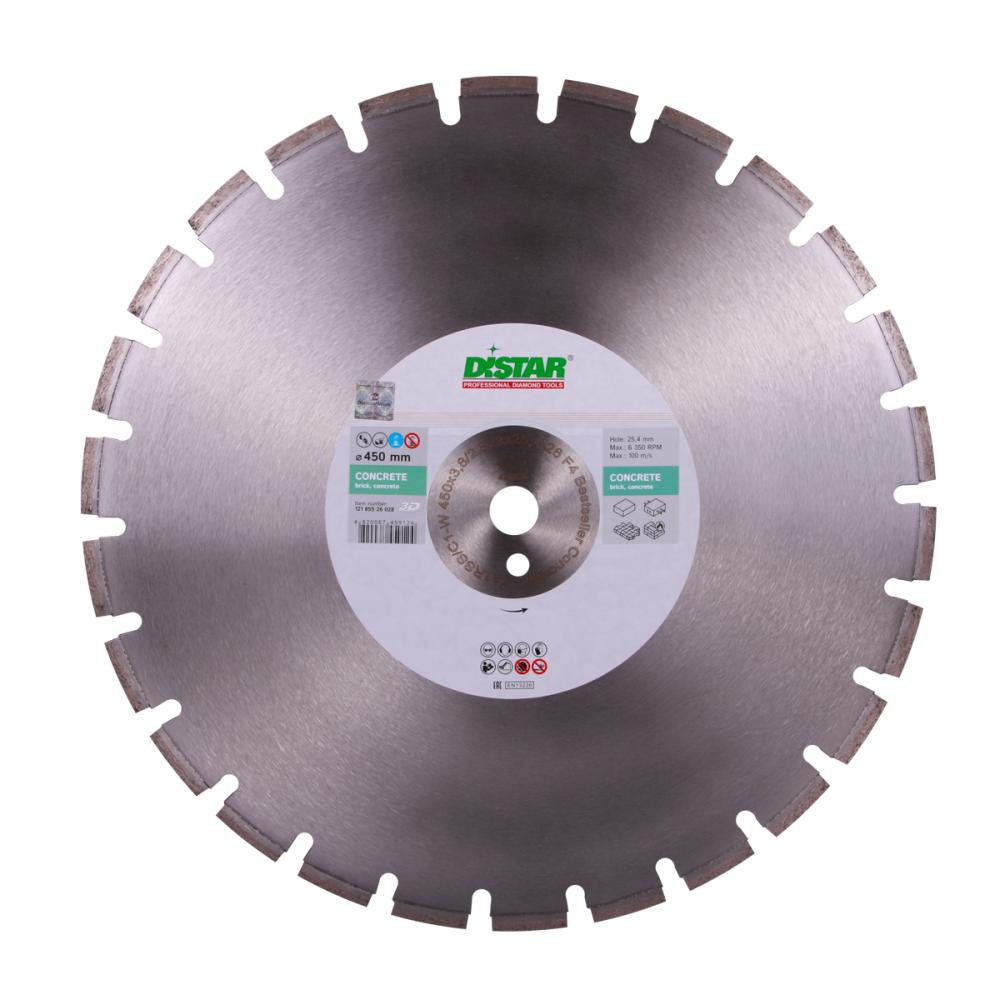 Distar Круг алмазный отрезной 1A1RSS/C1-W 450x3,8/2,8x9x25,4-26 F4 Bestseller Concrete (12185526028) (бетон - зображення 1