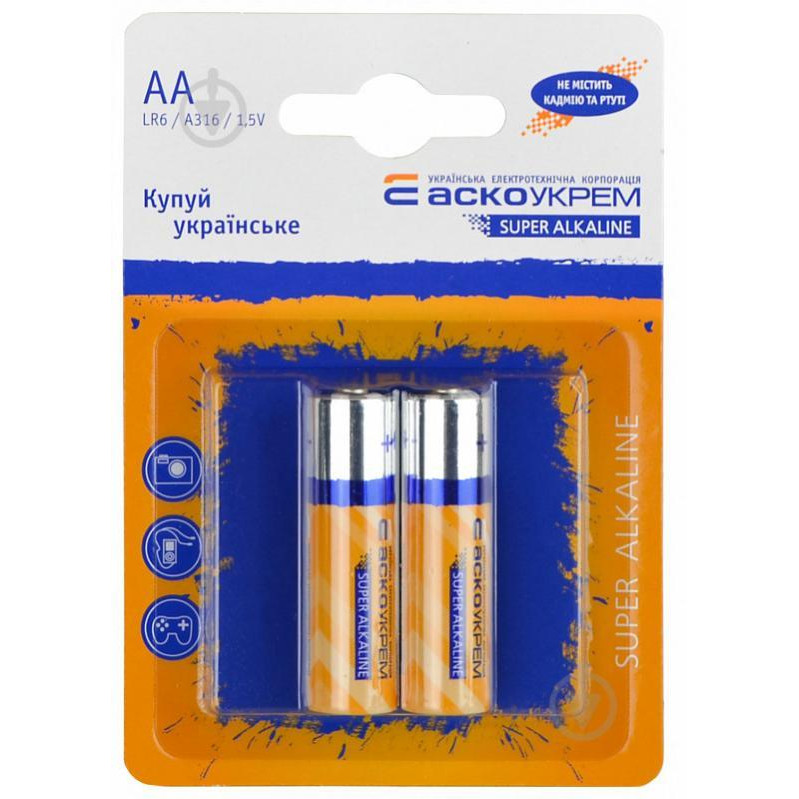 АСКО-УКРЕМ AA bat Alkaline 2шт Super (Аско.LR6.BL2) - зображення 1