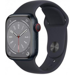   Apple Watch Series 8 GPS + Cellular 41mm Midnight Aluminum Case w. Midnight S. Band M/L (MNUW3)