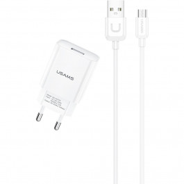   USAMS T21 Charger kit T18 single USB White + MicroUSB (T21OCMC01)