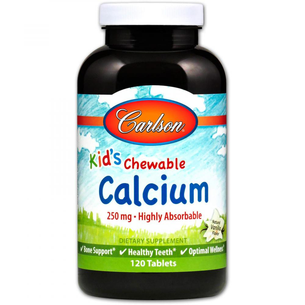 Carlson Labs БАД Жувальний кальцій для дітей, Kid&#039;s Chewable Calcium, , ваніль, 250 мг, 120 таблеток - зображення 1