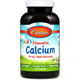   Carlson Labs БАД Жувальний кальцій для дітей, Kid&#039;s Chewable Calcium, , ваніль, 250 мг, 120 таблеток