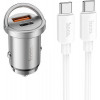 Hoco NZ10 Handy 1xUSB-C, 1xUSB-A, PD45W, QC3.0 + USB Type-C to Type-C Silver - зображення 1