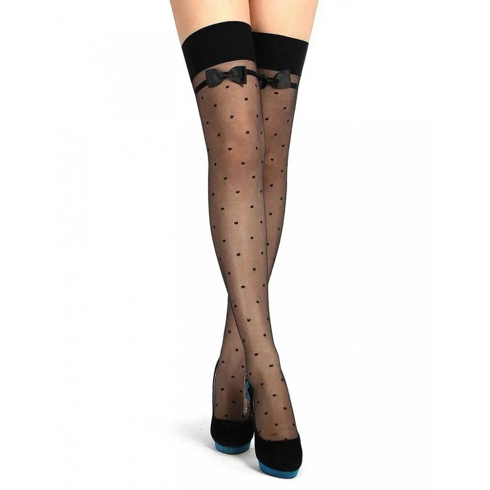  Панчохи Star Night Polka Dot Stockings With Bow Stocking, чорні - зображення 1