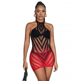    Сукня Star Night Seductive See-Through Fishnet Halter Dress, чорно-червона