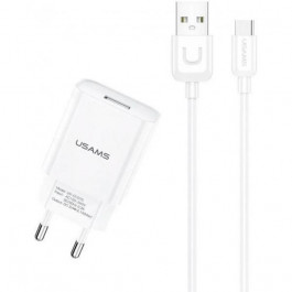   USAMS T21 Charger kit T18 single USB White + Type-C (T21OCTC01)