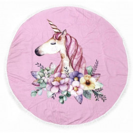   MirSon Пляжное полотенце  №5076 Summer Time Pink Unicorn Girl 150x150 см (2200003947847)