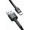 Baseus cafule Cable USB For Type-C 3A 0.5M Gray+Black (CATKLF-AG1) - зображення 1