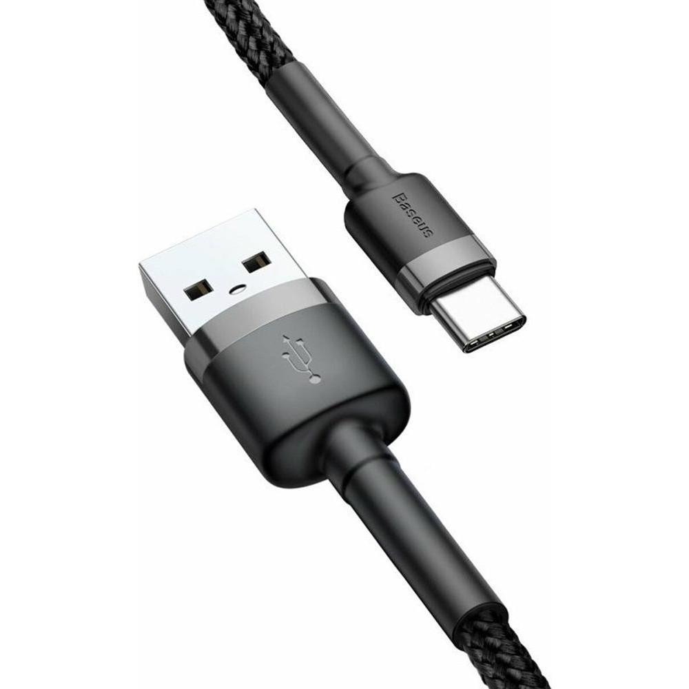 Baseus cafule Cable USB For Type-C 3A 0.5M Gray+Black (CATKLF-AG1) - зображення 1