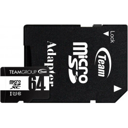   TEAM 64 GB microSDHC UHS-I Class 10 Team Black + SD-adapter (TUSDX64GCL10U03)