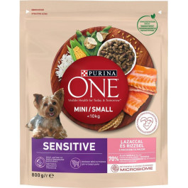   Purina One Mini/Small Sensitive с лососем и рисом 0,8 кг (8445290256119)